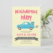 Party Einladung für den Bau von Pink und Blue Car (Stehend Vorderseite)