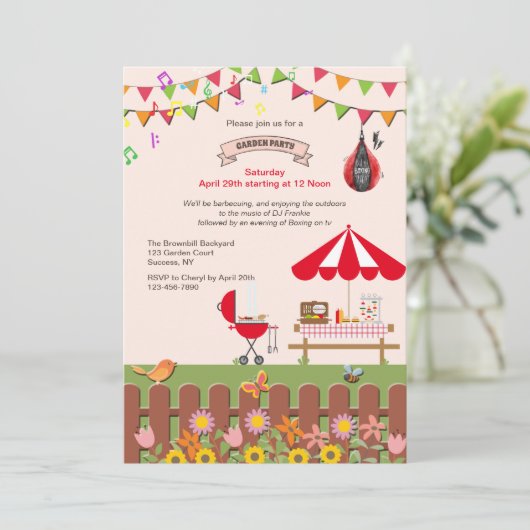 Party Einladung für den Garten (Stehend Vorderseite)