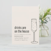 Party Einladung für den Haushalt mit Champagner (Stehend Vorderseite)