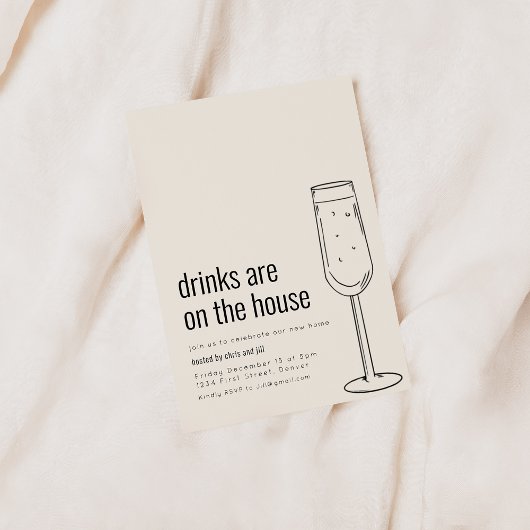 Party Einladung für den Haushalt mit Champagner