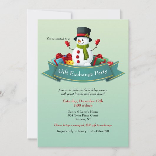 Party Einladung für den Holiday Gift Exchange (Vorderseite)