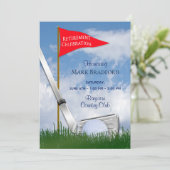 Party Einladung für den Ruhestand, Golfclub/Ball (Stehend Vorderseite)