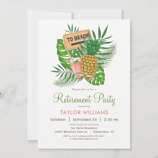 Party Einladung für die Beach-Pension (Vorderseite)