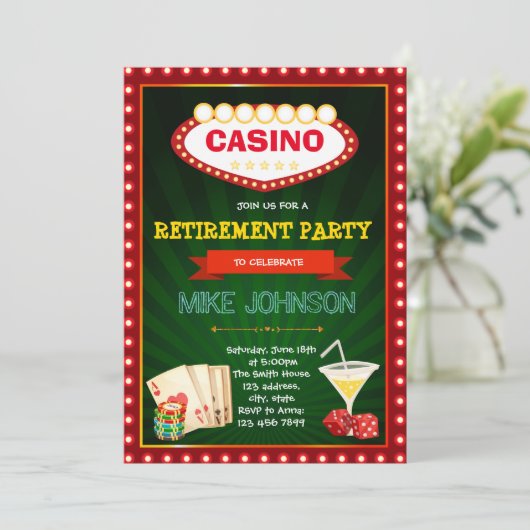 Party Einladung für die Einzahlung in das Casino (Stehend Vorderseite)