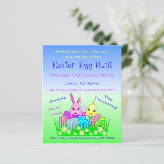 Party Einladung für die Ostereier (Stehend Vorderseite)