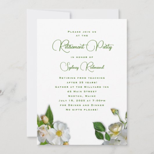 Party Einladung für die Rose an Strand (Vorderseite)