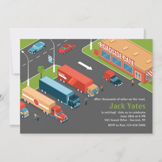 Party Einladung für die Ruhestandsregelung für Lkw (Vorderseite)