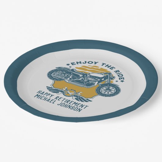 Party Einladung für die Ruhestandsregelung für Mot Pappteller (Schrägansicht)