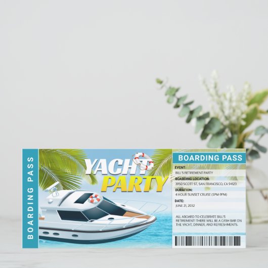 Party Einladung für die Schifffahrt (Stehend Vorderseite)