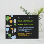 Party Einladung für die Weingläser (Stehend Vorderseite)