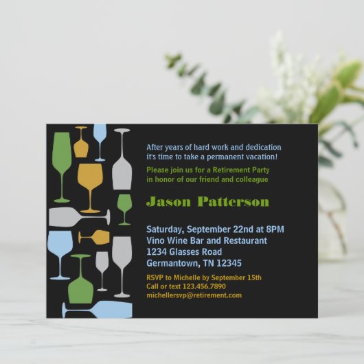 Party Einladung für die Weingläser (Stehend Vorderseite)