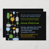 Party Einladung für die Weingläser (Vorne/Hinten)