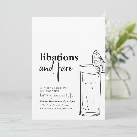 Party Einladung für einfache Libations- und Festes (Stehend Vorderseite)