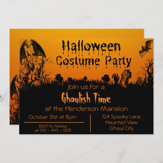 Party Einladung für Erwachsene Halloween-Kostüme (Vorne/Hinten)