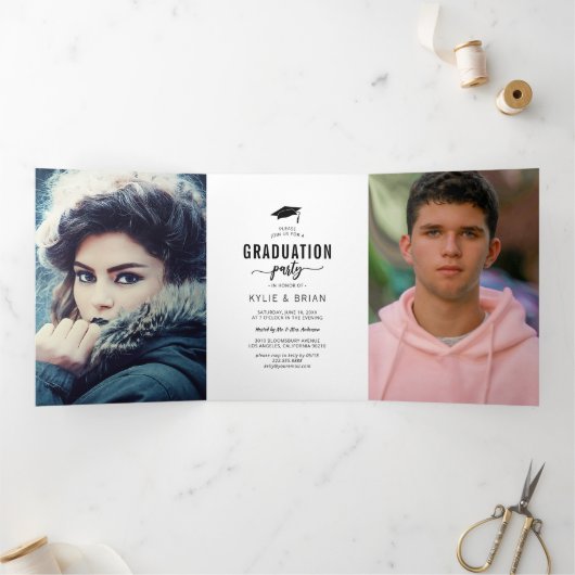 Party Einladung für Foto mit doppeltem Abschluss (Innenseite)