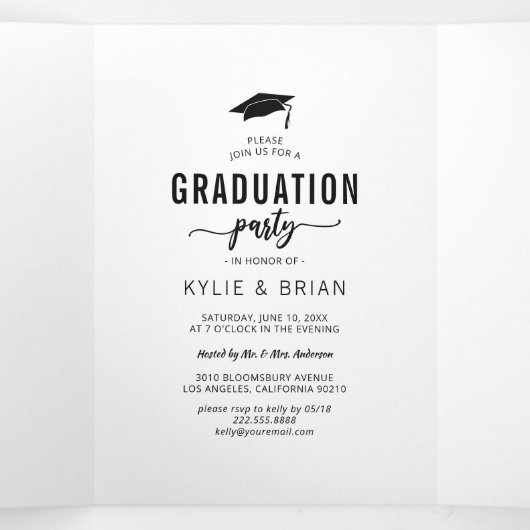 Party Einladung für Foto mit doppeltem Abschluss (Innenseite Mitte)