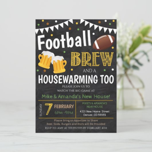 Party Einladung für Fußball und Bierbrauerei (Stehend Vorderseite)