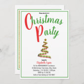 Party Einladung für Gold, Rot und Grün (Vorne/Hinten)