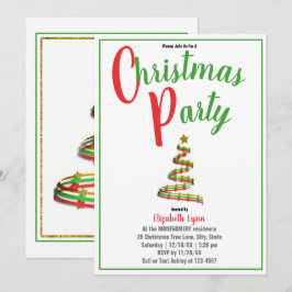 Party Einladung für Gold, Rot und Grün
