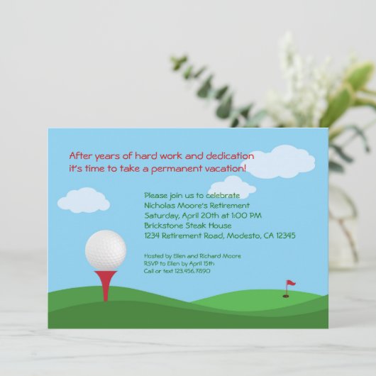 Party Einladung für Golf-Altersversorgung (Stehend Vorderseite)