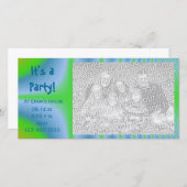 Party Einladung für grün und blau Gefärbte Krawatt (Vorne/Hinten)