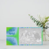 Party Einladung für grün und blau Gefärbte Krawatt (Stehend Vorderseite)