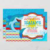 Party Einladung für Haifischflossen - Wasser (Vorne/Hinten)