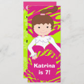 Party Einladung für kalkgrüne und rosafarbene Klem (Vorne/Hinten)