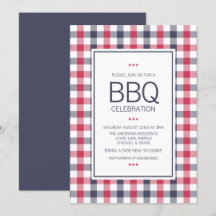 Party Einladung für Karierte GRILLEN in Preppy Red