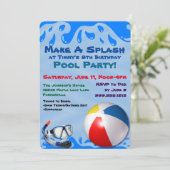 Party Einladung für Kinder im Pool (Stehend Vorderseite)