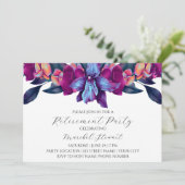 Party Einladung für lila Blumenruhestandszeit (Stehend Vorderseite)