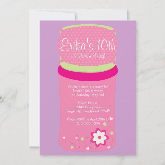 Party Einladung für Mädchen (Vorderseite)