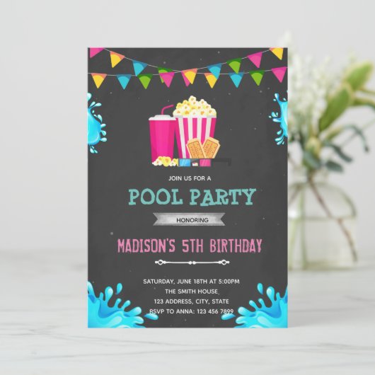 Party Einladung für Mädchenfilme (Stehend Vorderseite)