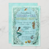 Party Einladung für Meeresfrüchte - lila (Vorne/Hinten)