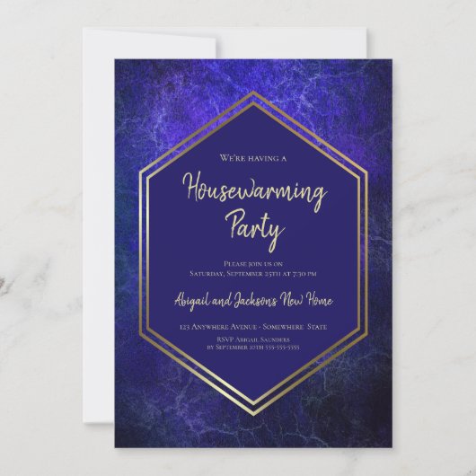 Party Einladung für Navy Blue und Gold Housewarmin (Vorderseite)