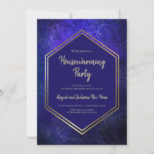 Party Einladung für Navy Blue und Gold Housewarmin