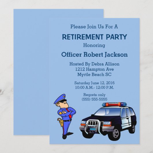 Party Einladung für Polizeibeamte (Vorne/Hinten)