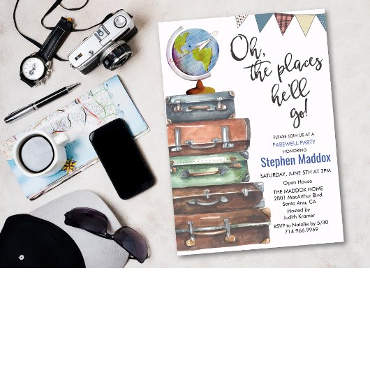 Party Einladung für Reisen Male Farewell