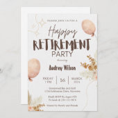 Party Einladung für Rentenzahlungen Happy Brown Be (Vorne/Hinten)