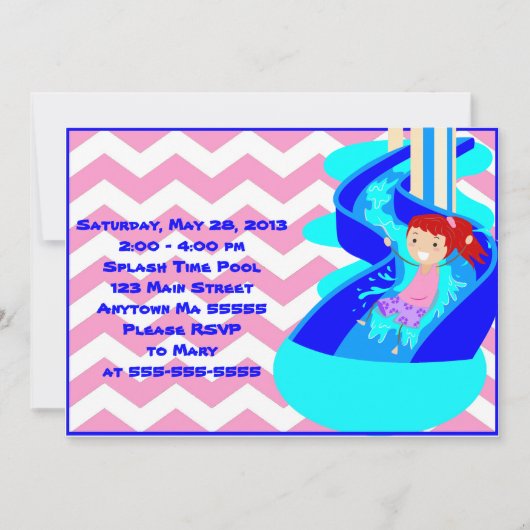 Party Einladung für Rothaarige Girl-Pool (Vorderseite)