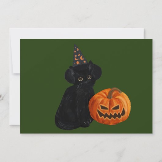 Party Einladung für Schwarze Katze und Kürbislater (Rückseite)