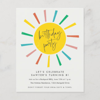 Party Einladung für Sun Script-Kindergeburtstag