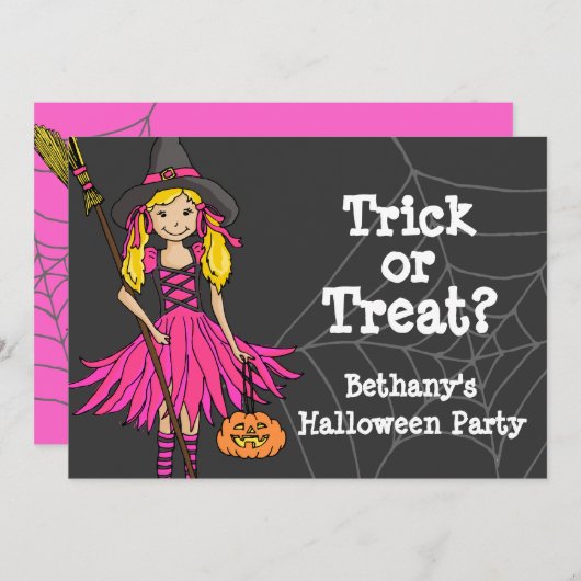 Party Einladung für Trick- oder Frisiermädchen (Vorne/Hinten)