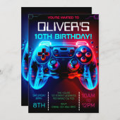 Party Einladung für Videospiele (Vorne/Hinten)