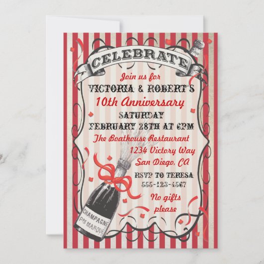 Party Einladung für viktorianische Champagner (Vorderseite)