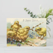 Party Einladung für Vintage Osterküken (Stehend Vorderseite)