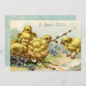 Party Einladung für Vintage Osterküken (Vorne/Hinten)