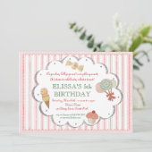 Party Einladung für Vintage Süßwaren Leckereien (Stehend Vorderseite)