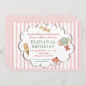 Party Einladung für Vintage Süßwaren Leckereien (Vorne/Hinten)