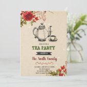 Party Einladung für Vintagen Weihnachtskaffee (Stehend Vorderseite)